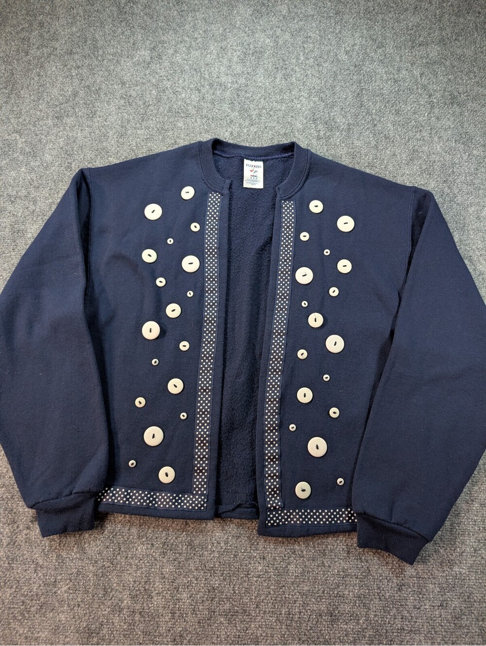Vintage Y2K Jerzees Women's Medium Navy Cardigan Button Decoration Cottagecore